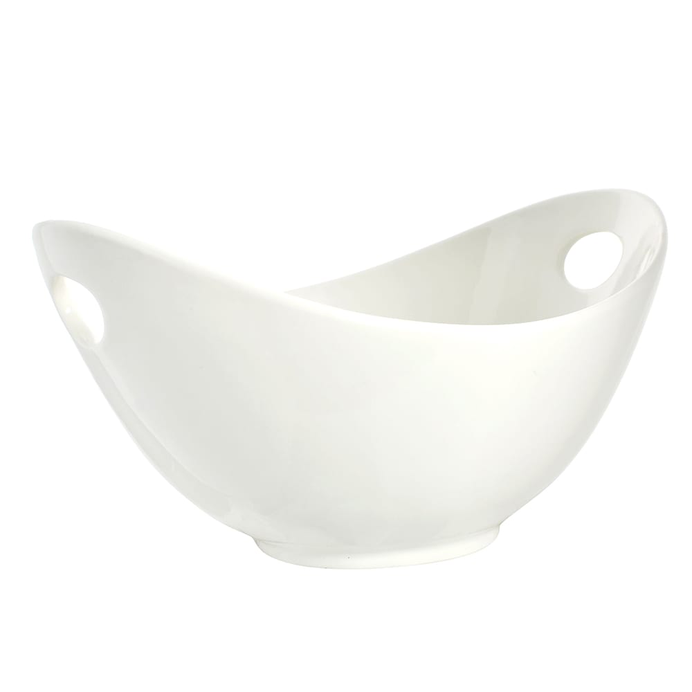 861-WTR11CUTOUTBWL 48 oz Oval Curve Bowl w/ Cut-Out Handles - Porcelain, White