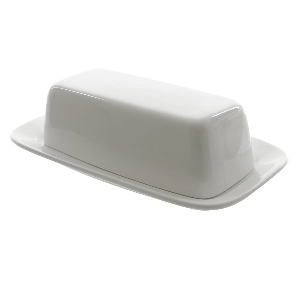 861-WTR34 Rectangular Butter Dish w/ Cover - 7 3/4" x 4 1/8", Porcelain, White