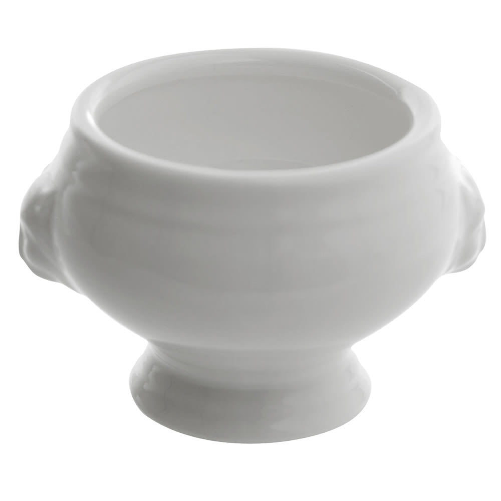 861-WTRSMSTLNMINI 3 oz Round Tureen w/ Lion Handles - Porcelain, White
