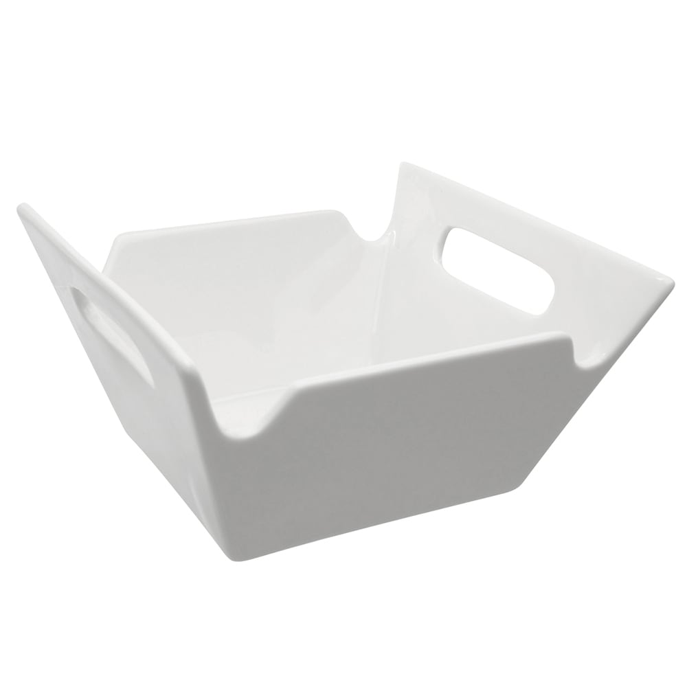 861-WTR4SQHNDLBWL 3 oz Square Serving Bowl w/ Handles - Porcelain, White