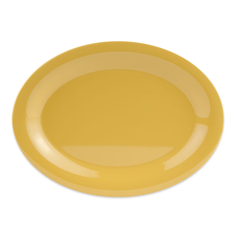 284-OP120TY 12" x 9" Oval Diamond Mardi Gras Platter - Melamine, Yellow