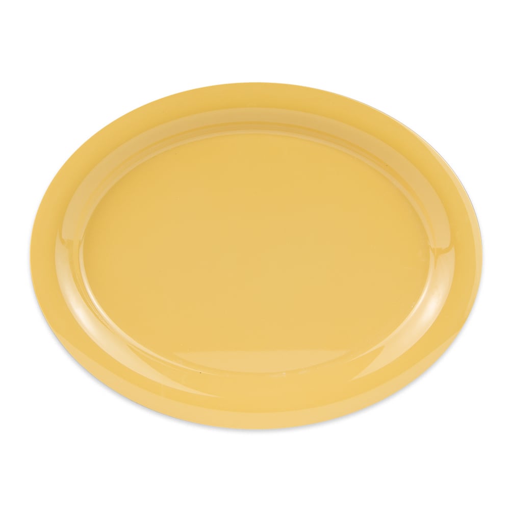 284-OP135TY 13 1/2" x 10 1/4" Oval Diamond Mardi Gras Platter - Melamine, Yellow