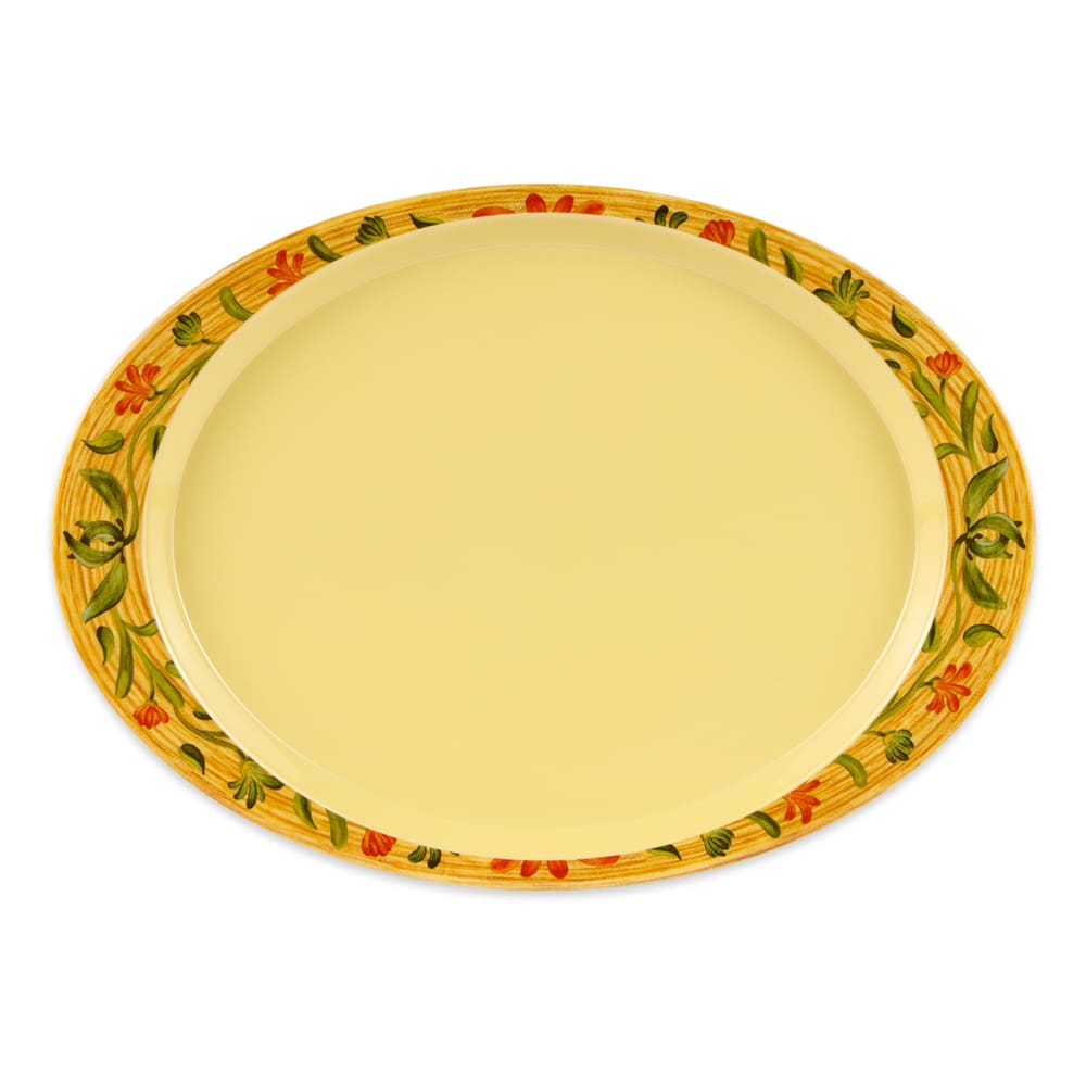 284-OP145VN 14 3/4" x 10 1/2" Oval Venetian Platter - Melamine, Yellow