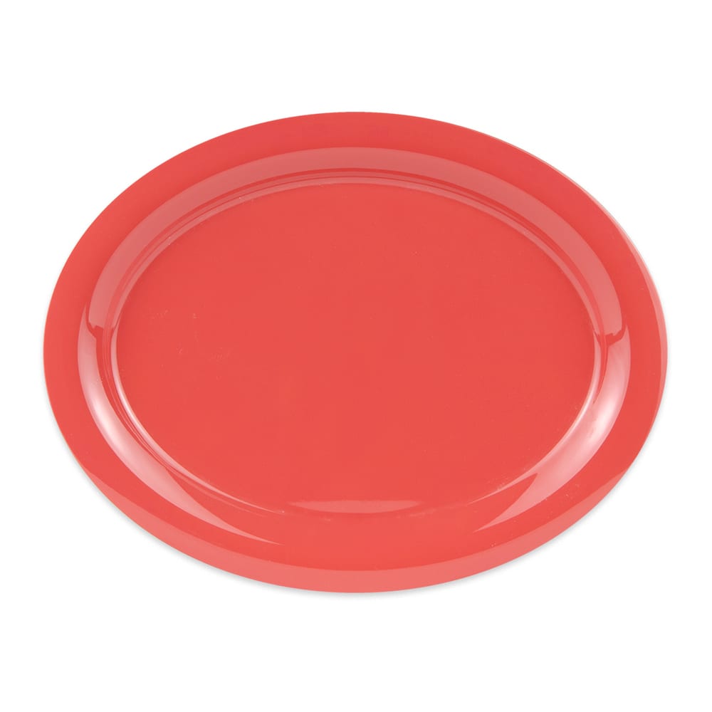 284-OP135RO 13 1/2" x 10 1/4" Oval Diamond Mardi Gras Platter - Melamine, Orange