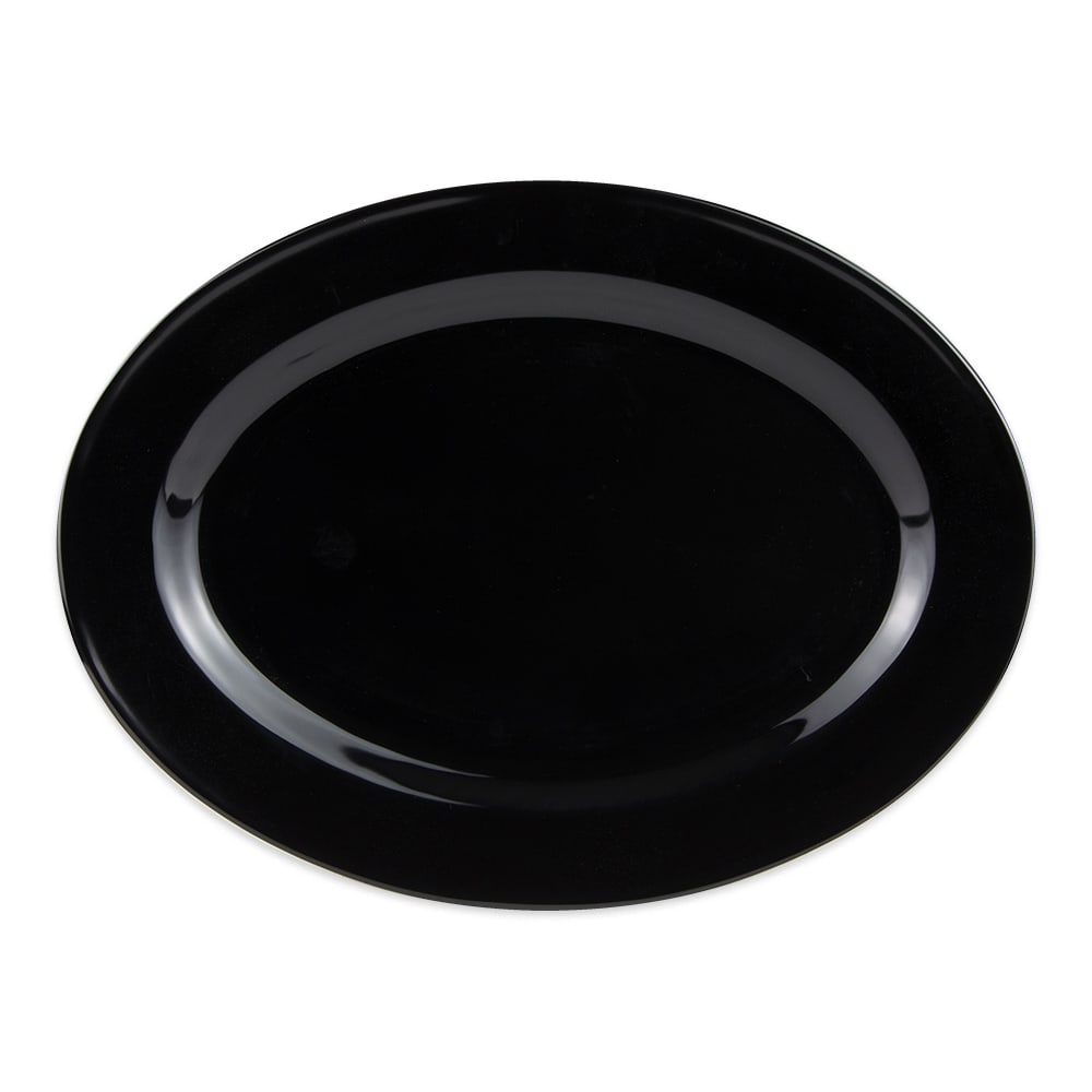 284-OP618BK 18" x 13 1/2" Oval Milano Platter - Melamine, Black