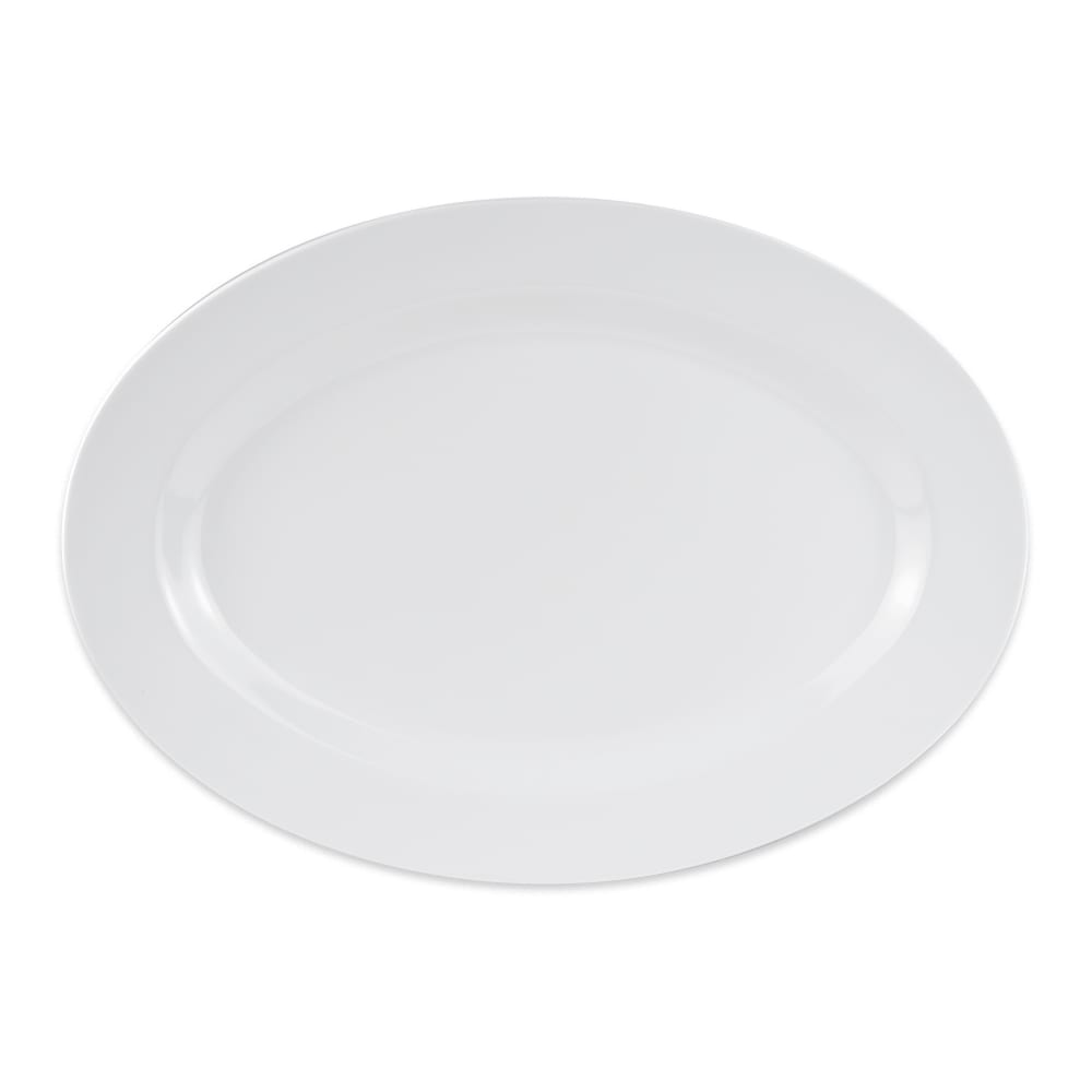 284-OP621W 21" x 15" Oval Diamond White/Milano Platter - Melamine, White