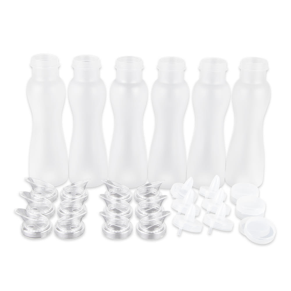 284-SDB326 30 Piece Salad Dressing Juice Bottle Set w/ Lids, Polycarbonate, Frosted