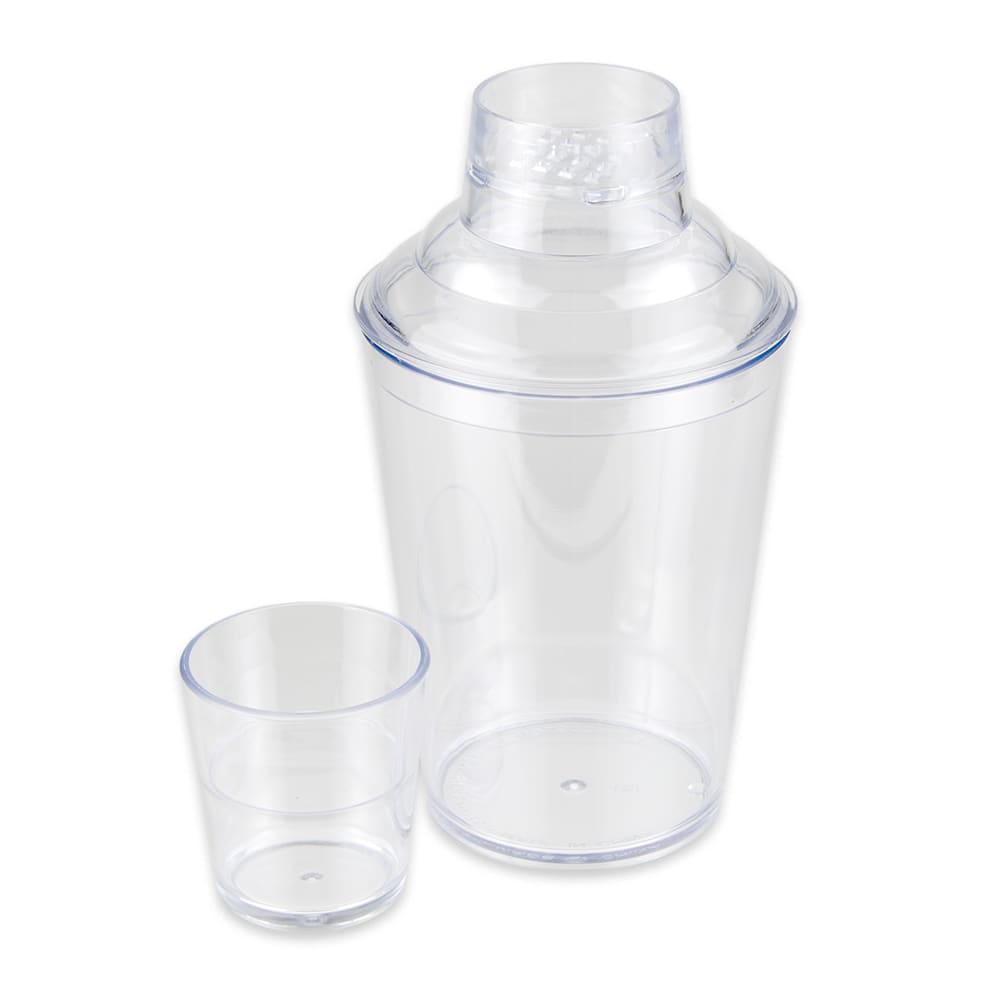284-SH175C 17 1/2 oz Plastic Bar Cocktail Shaker Set, Clear