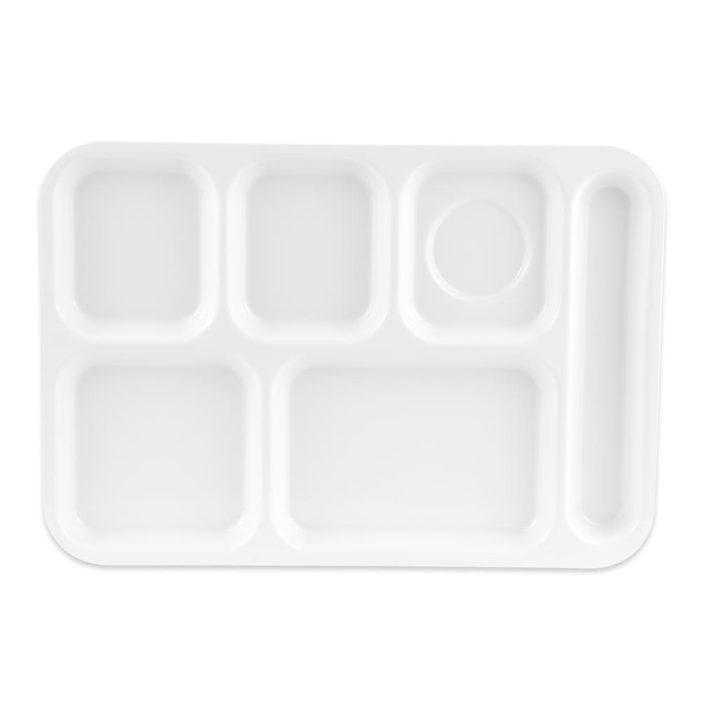 284-TR152W Plastic Rectangular Tray w/ (6) Compartments, 14 3/8" x 9 7/8", White