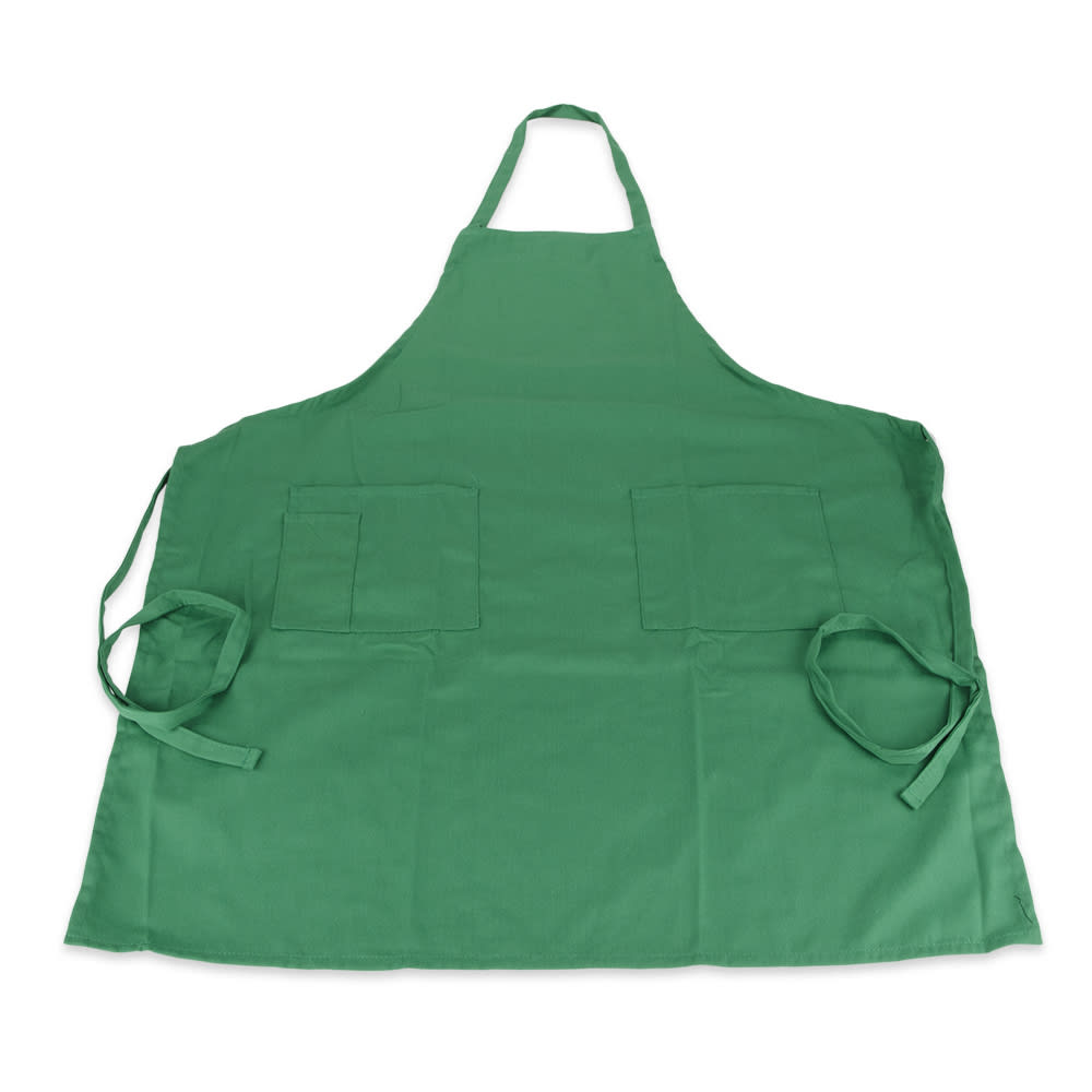 370-BAPGR Bib Apron - (3)Pocket, 33x28 1/2" Poly/Cotton, Green