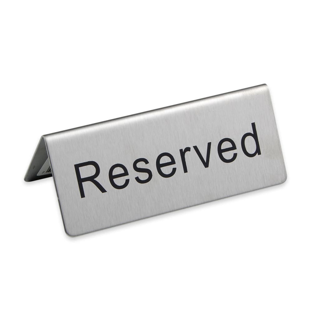 370-RES5SS Reserved Table Tent Sign - 2" x 4 3/4", Stainless