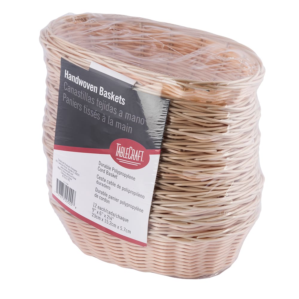 229-C1174W Oval Serving Baskets - 9" x 6", Polypropylene, Natural