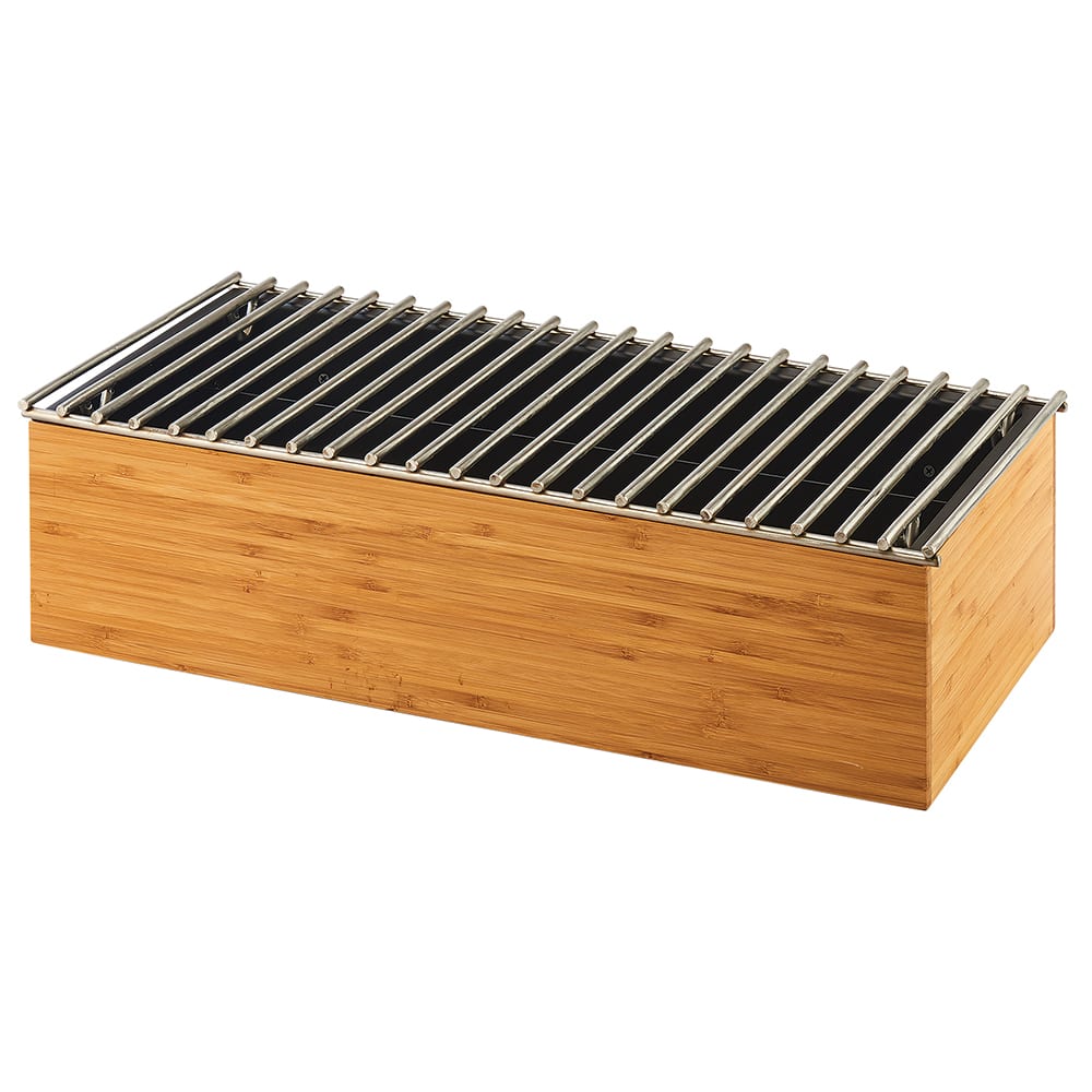 151-343960 Rectangular Chafer Alternative - 19 1/2" x 9 3/4" x 5 1/2", Bamboo