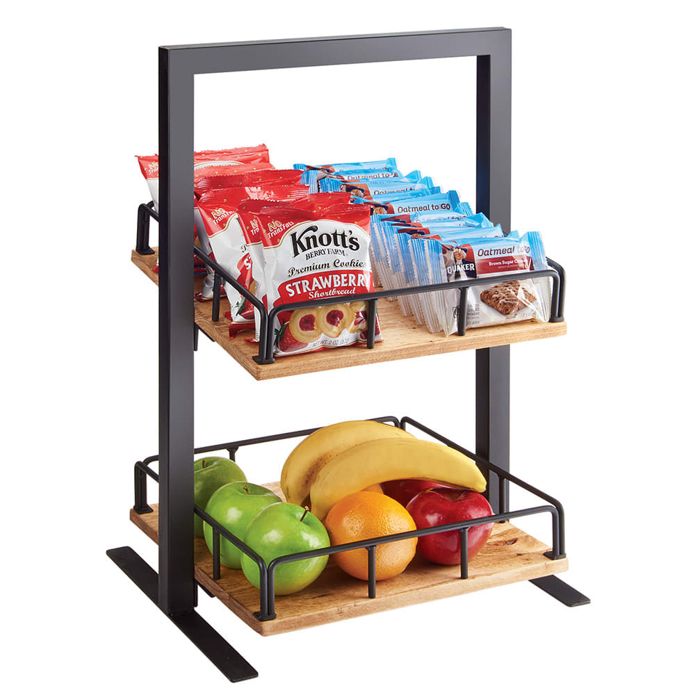 151-3494299 2 Tier Display Stand w/ Adjustable Wood Shelves - 12"W x 12"D x 21"H,...