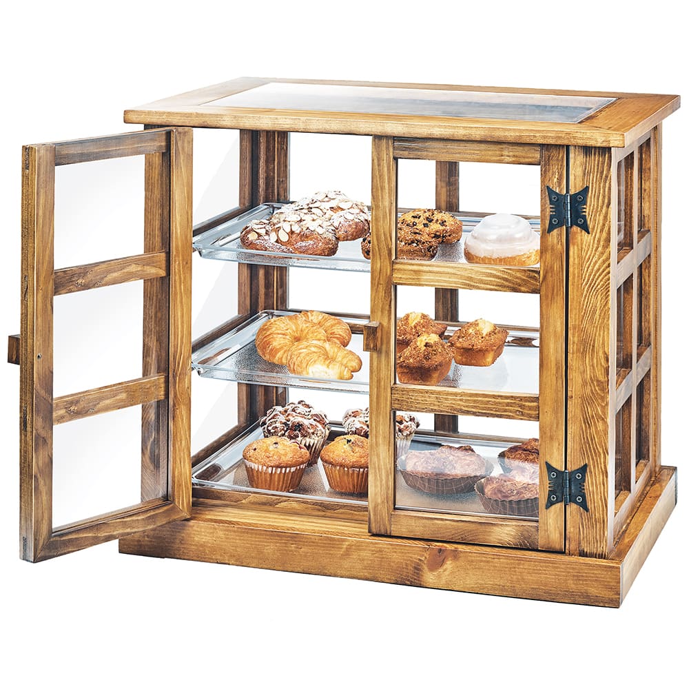 Cal-Mil 3621-99 3 Tier Pastry Display Case w/ Hinged Doors - Reclaimed Wood/Acrylic