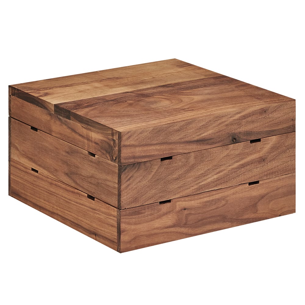 151-3628778 12" Square Buffet Riser - 7"H, Walnut