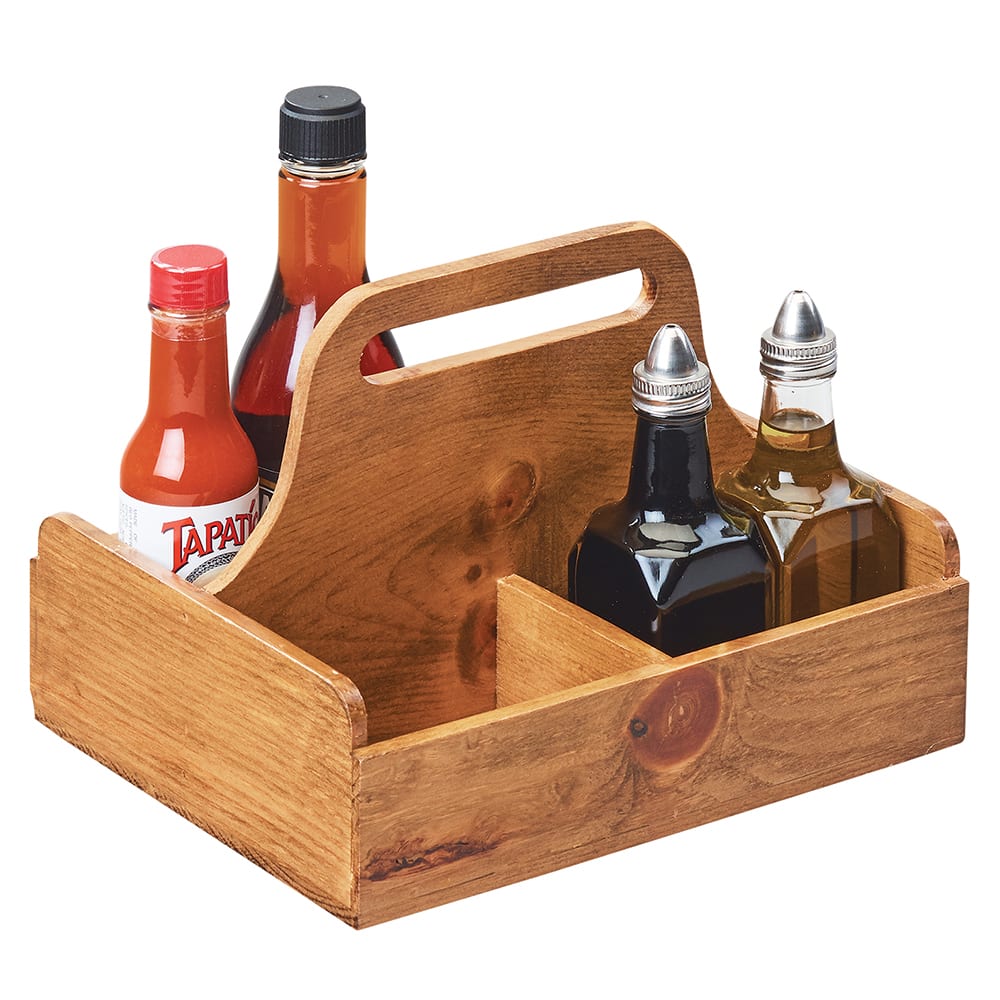 Cal-Mil 3692-99 4 Compartment Rectangular Condiment Caddy - Wood