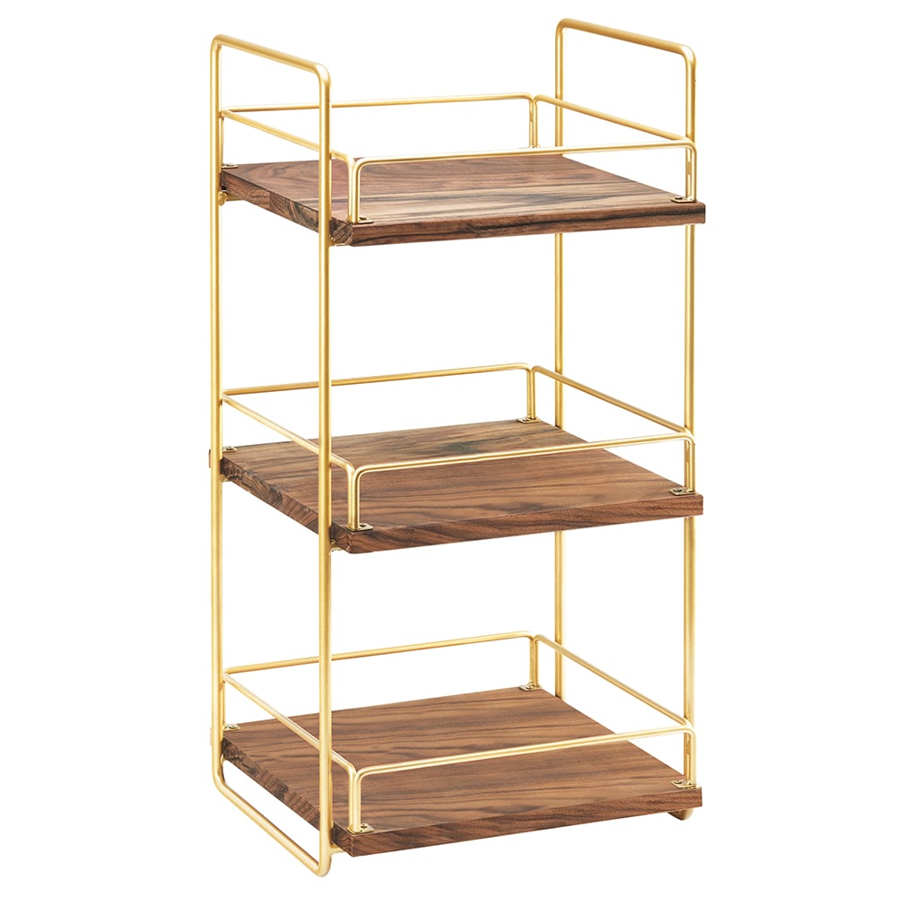 151-3704346 2 Tier Display Stand w/ Adjustable Wood Shelves - 13"W x 12"D x 26"H,...