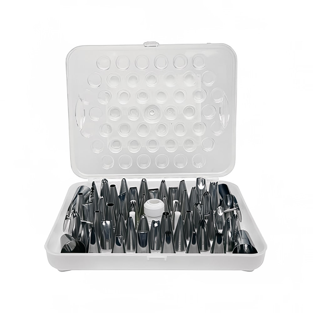 Winco CDT52 52 Piece Cake Decorating Tube Set w/ Storage Box