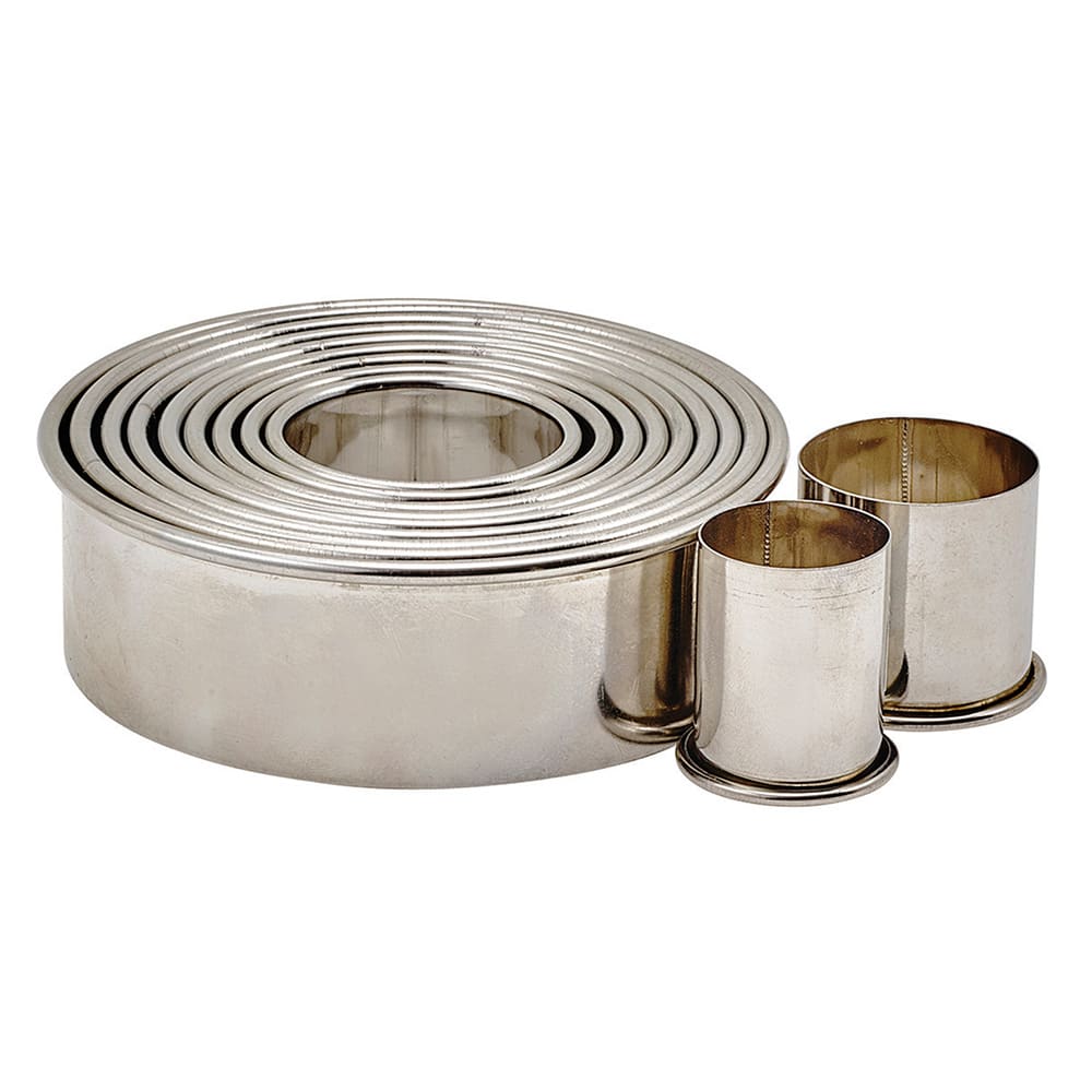 080-CST2 11 Piece Round Cookie Cutter Set w/ Storage Container, Stainless Steel