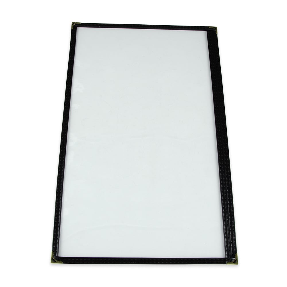 370-MCL1BK Single Menu Cover - 9 1/4" x 14 1/2" Transparent/Black