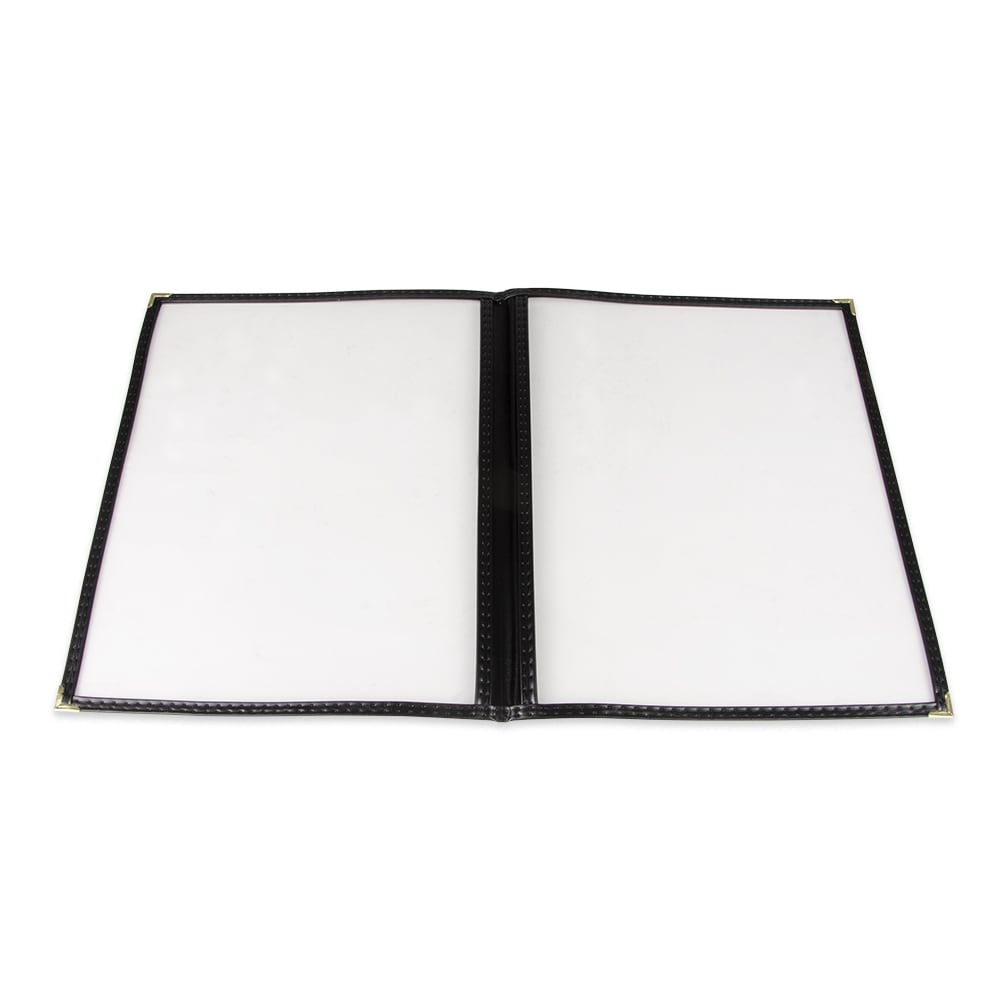 370-MCV2BK Double Fold Menu Cover - 9 1/4x12" Transparent/Black