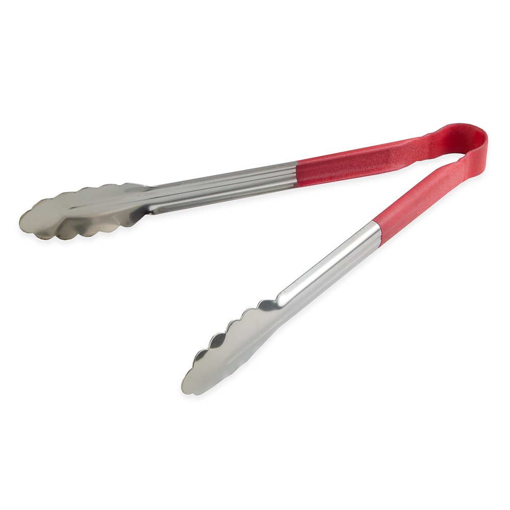 370-TOPP12RE 12"L Stainless Utility Tongs, Red