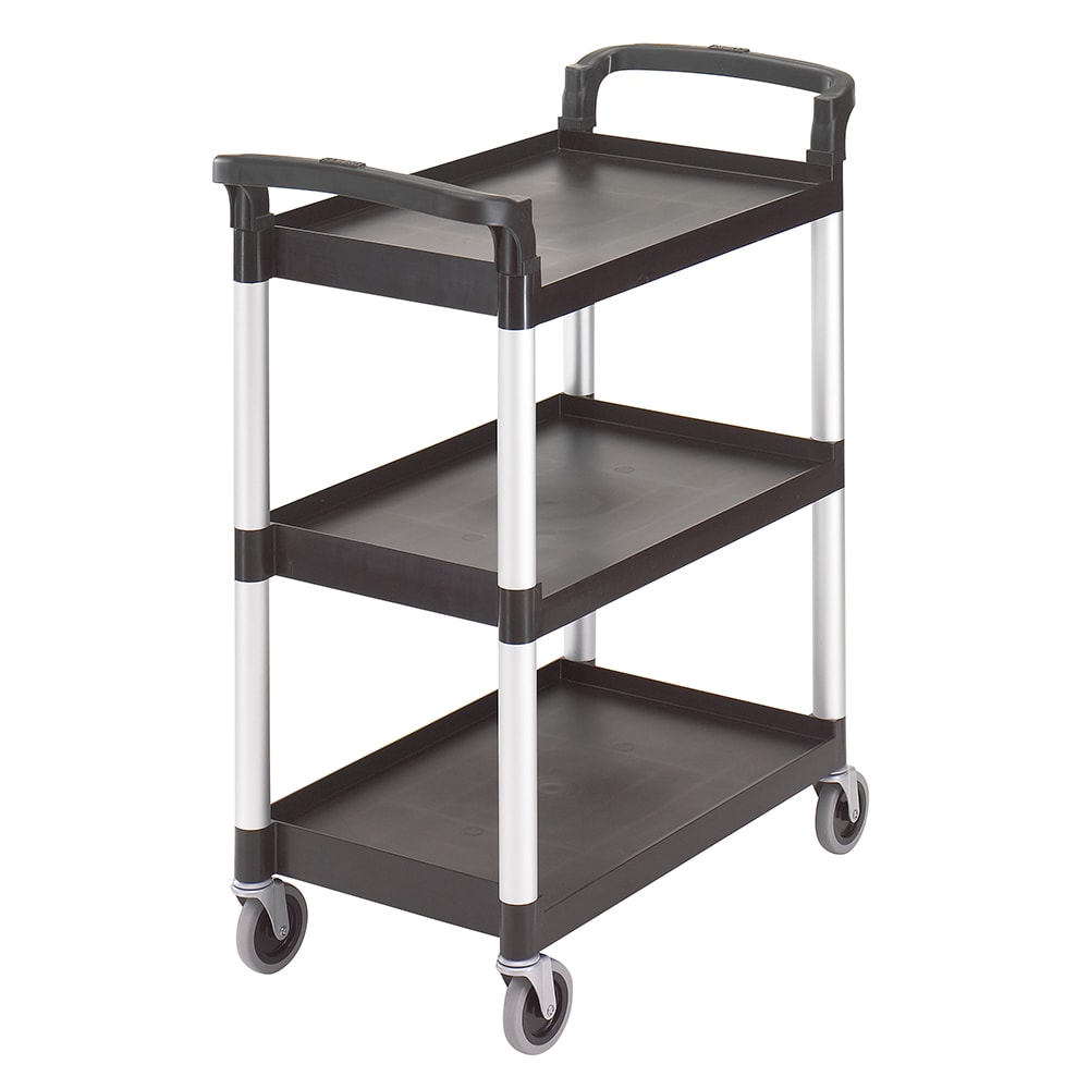 144-BC331KD110 3 Level Polymer Utility Cart w/ 300 lb Capacity, Raised Ledges