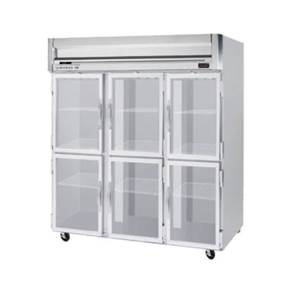 118-HRPS31HG 78" Three Section Reach In Refrigerator, (6) Left/Right Hinge Glass Doors, 115v