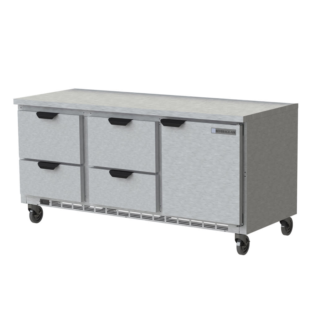 118-WTRD72AHC4FLT 72" Worktop Refrigerator w/ 1 Door & 4 Drawers, 115v