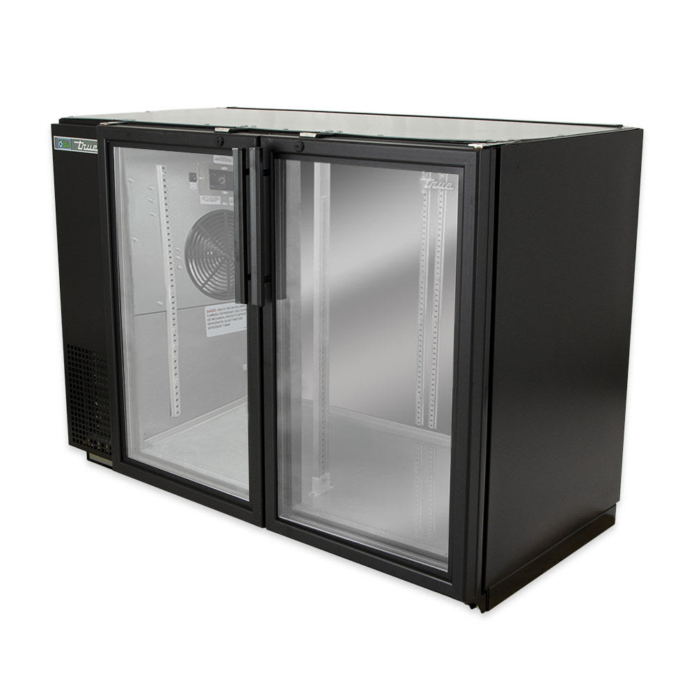 598-TBB24GAL48G 48 1/8" Bar Refrigerator - 2 Swinging Glass Doors, Black, 115v