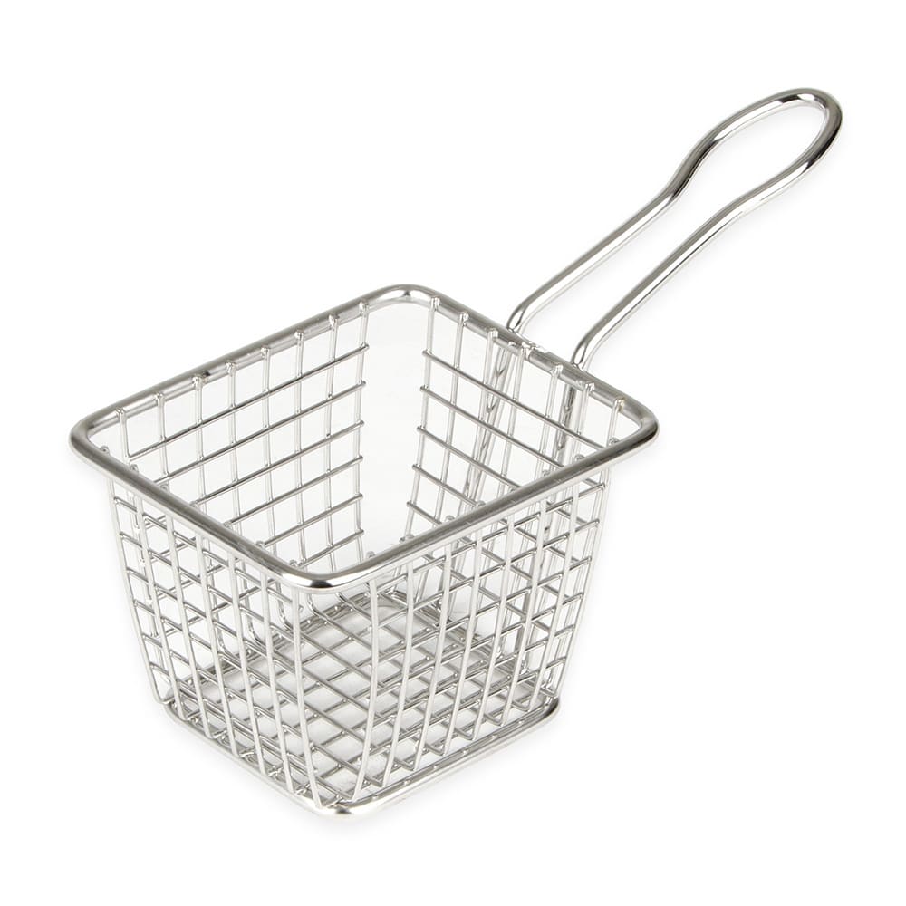 166-FRYT433 4" Mini Rectangular Tabletop Fry Basket, Stainless