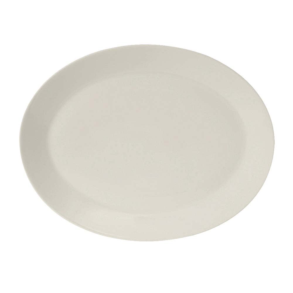 424-AMU022 12" x 9 1/2" Oval Modena Platter - Ceramic, Pearl White