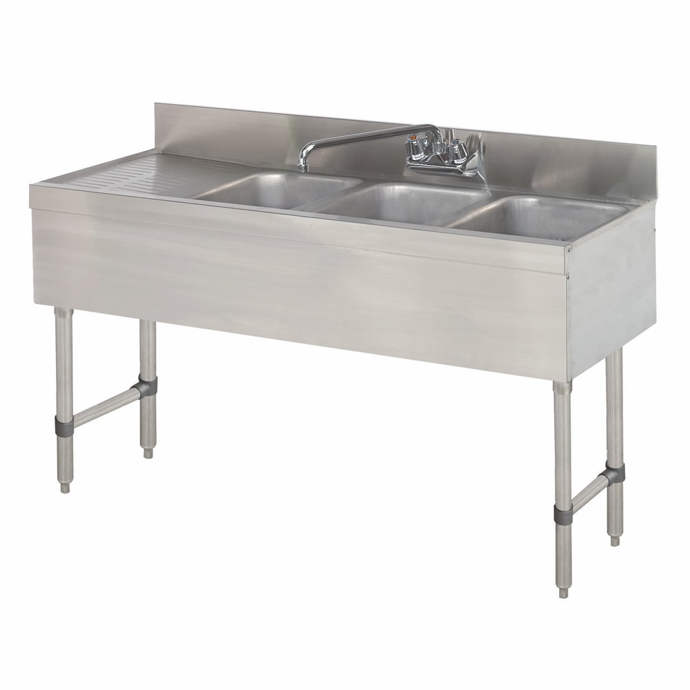 161-SLB43R 48" 3 Compartment Sink w/ 10"L x 14"W Bowl, 10" Deep