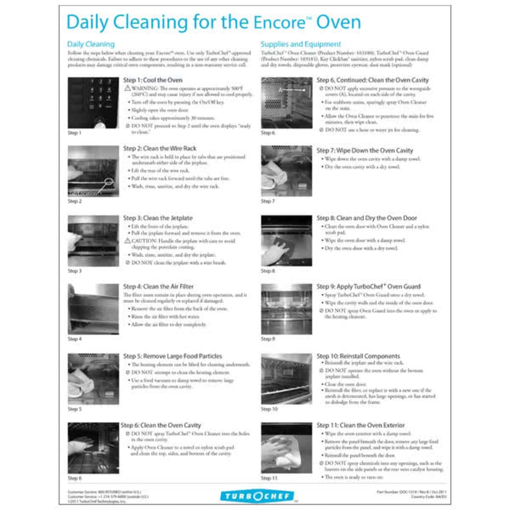 589-DOC1318 Daily Cleaning Poster For Encore Oven