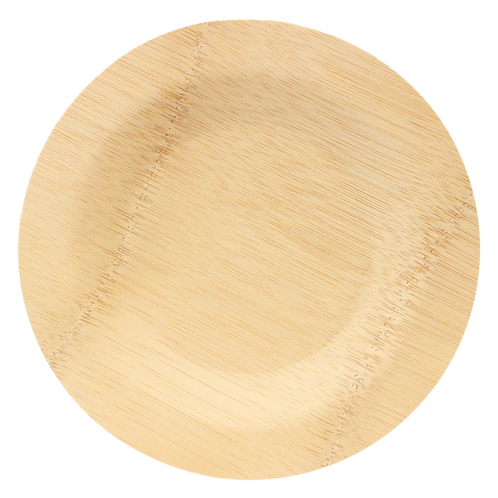 229-BAMDRP7 7" Round Bamboo Disposable Plate, Natural