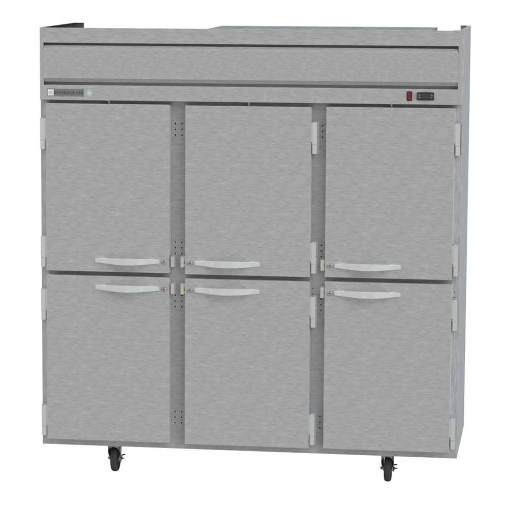 118-HR31HS 78" Three Section Reach In Refrigerator, (6) Left/Right Hinge Solid Doors, 115v
