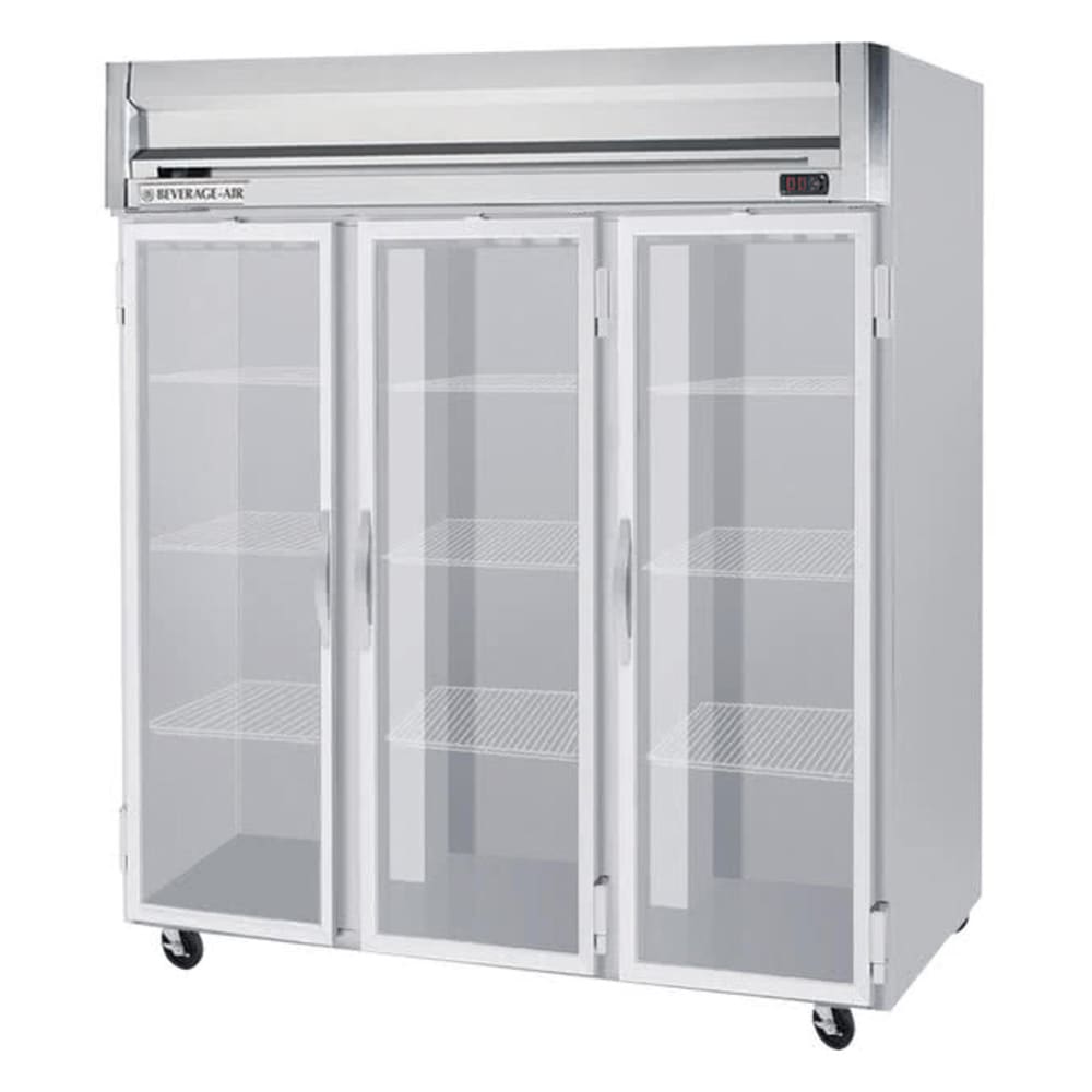 118-HRS31G 78" Three Section Reach In Refrigerator, (3) Left/Right Hinge Glass Doors, 115v