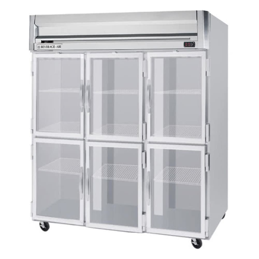 118-HRS31HG 78" Three Section Reach In Refrigerator, (6) Left/Right Hinge Glass Doors, 115v