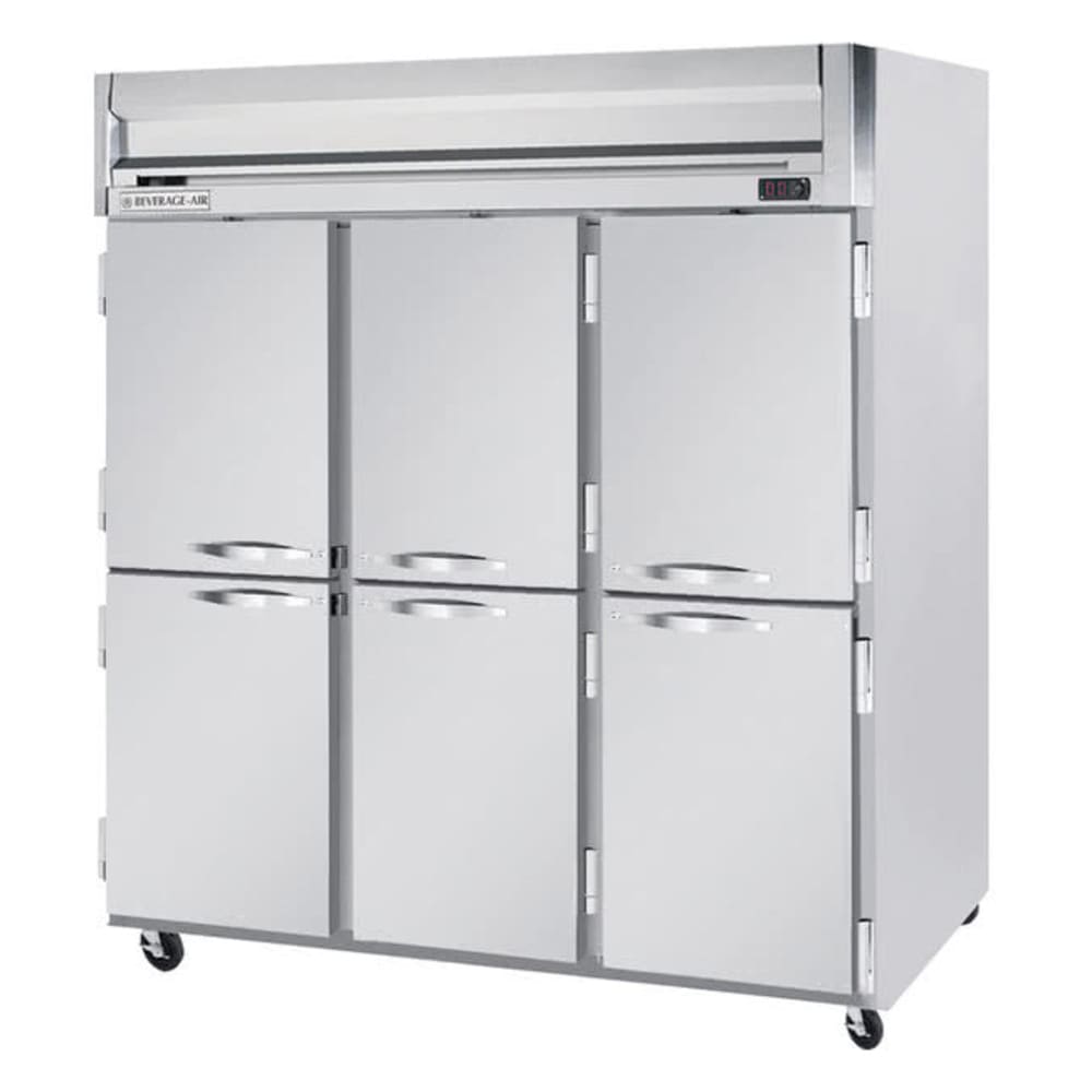 118-HRS31HS 78" Three Section Reach In Refrigerator, (6) Left/Right Hinge Solid Doors, 115v