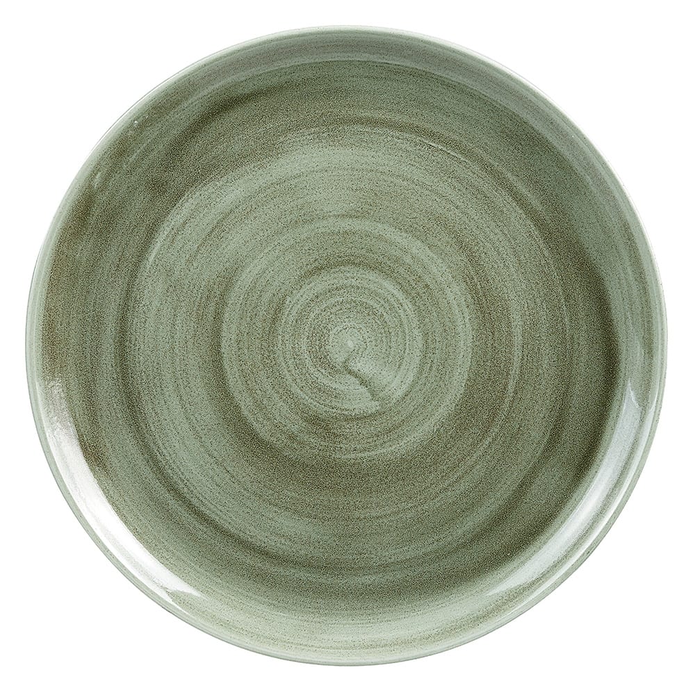 893-PABGEV101 10 1/4" Round Patina Plate - Ceramic, Burnished Green