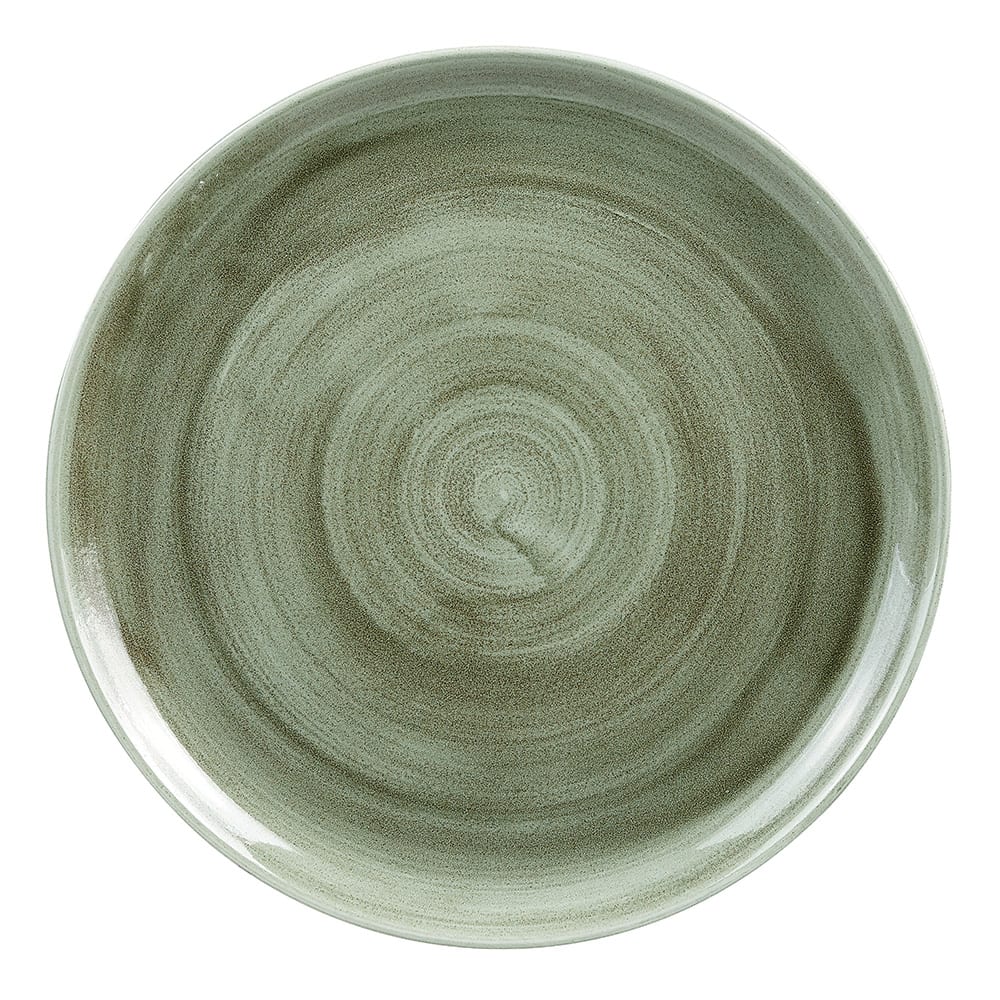 893-PABGEV121 12 3/4" Round Patina Plate - Ceramic, Burnished Green
