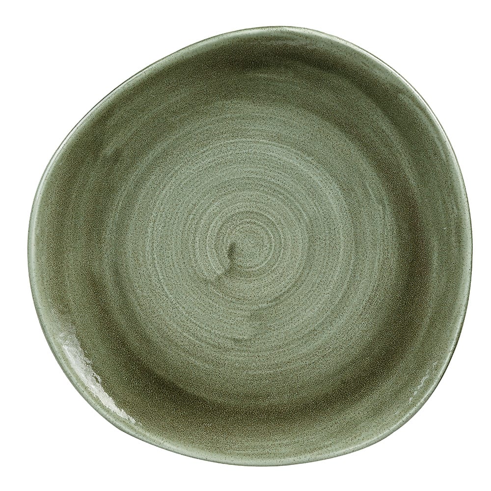 893-PABGOG71 7 1/4" Round Patina Plate - Ceramic, Burnished Green