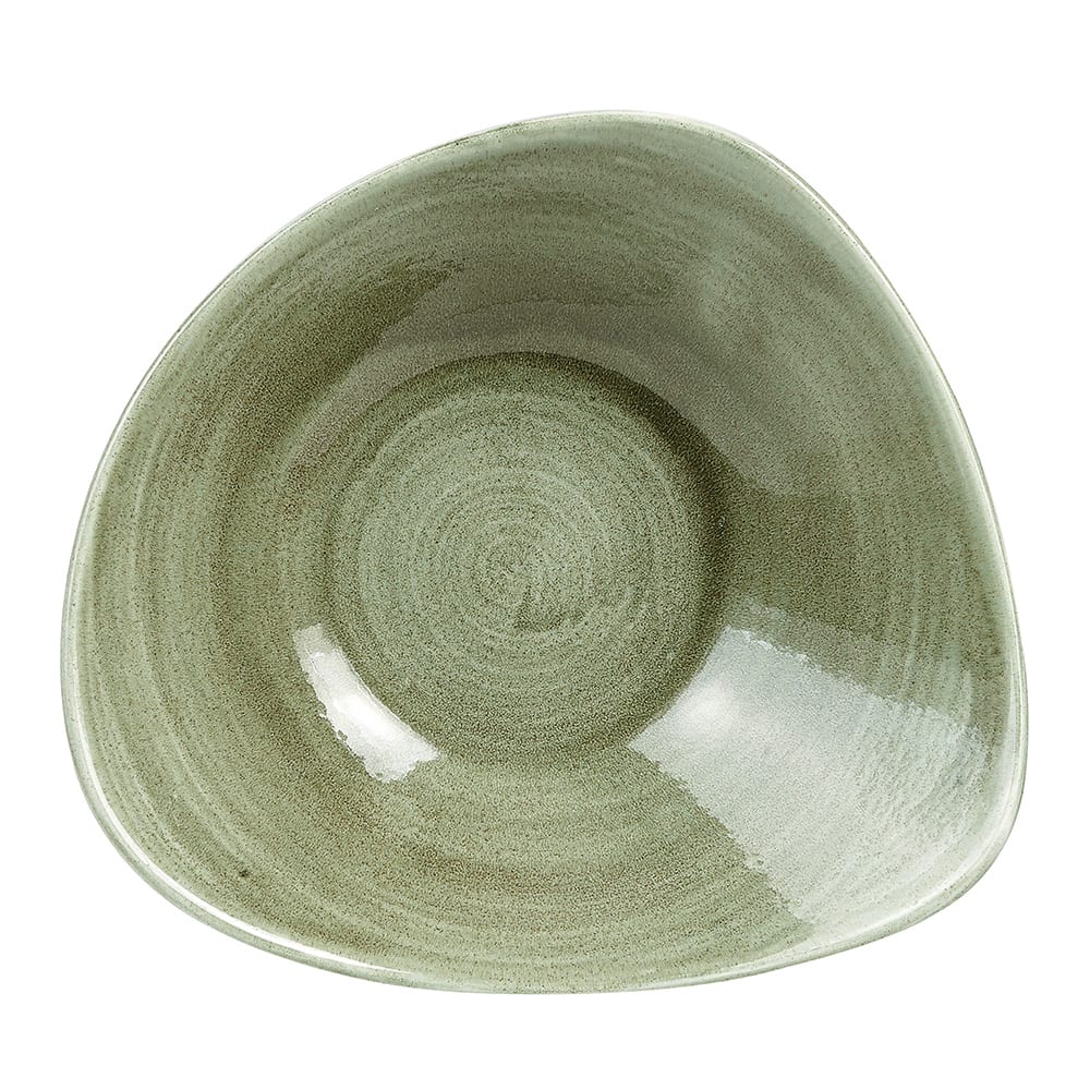 893-PABGTRB91 21 oz Triangular Patina Bowl - Ceramic, Burnished Green