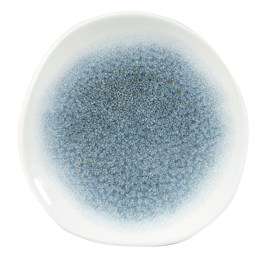 893-RKTBOG71 7 1/4" Round Raku Plate - Ceramic, Topaz Blue