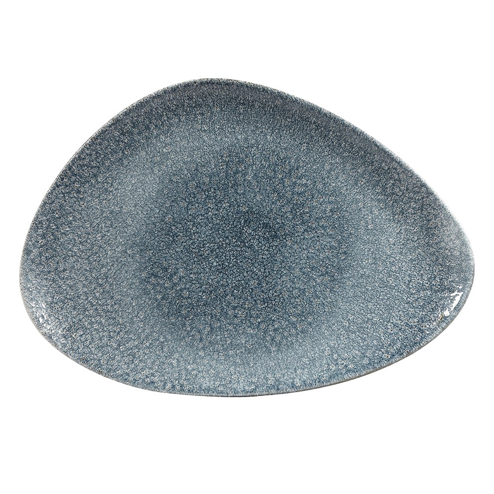 893-RKTBTC301 Triangular Raku Chef's Plate - 11 3/4" x 7 4/5", Ceramic, Topaz Blue