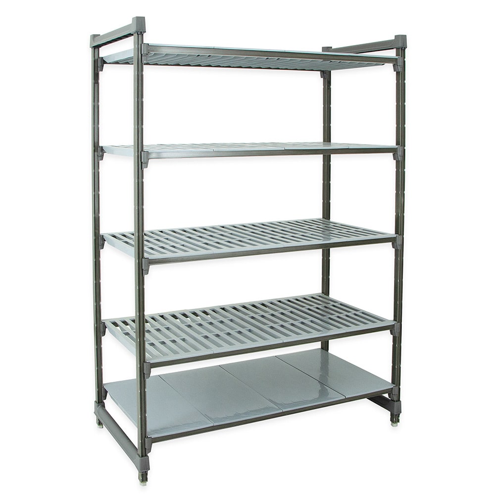 144-CBU244884VS5580 48" NSF 5-Tier Heavy-Duty Plastic Shelving Unit - Camshelving® Basics Pl...