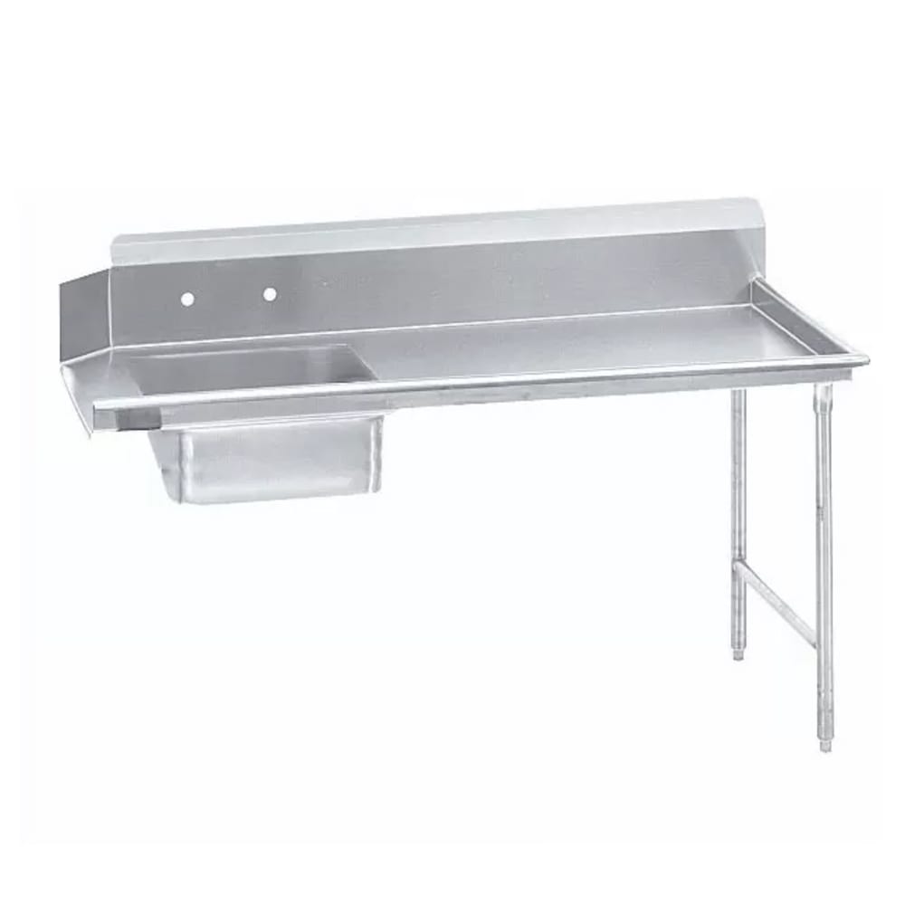 009-DTSS6060RX 60" R L Straight Soil Dishtable - 10 1/2" Backsplash, Galvanized Legs, 1...