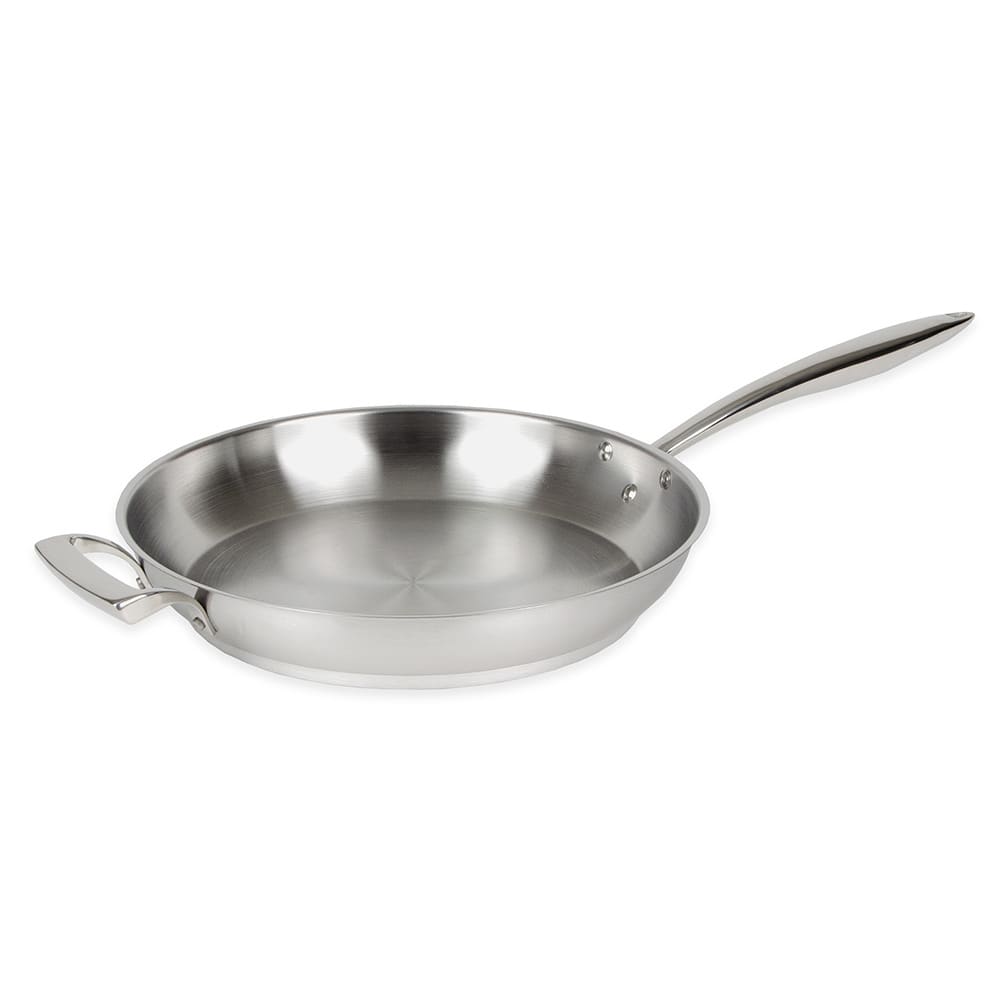 158-5724054 14" Stainless Steel Frying Pan w/ Solid Metal Handle