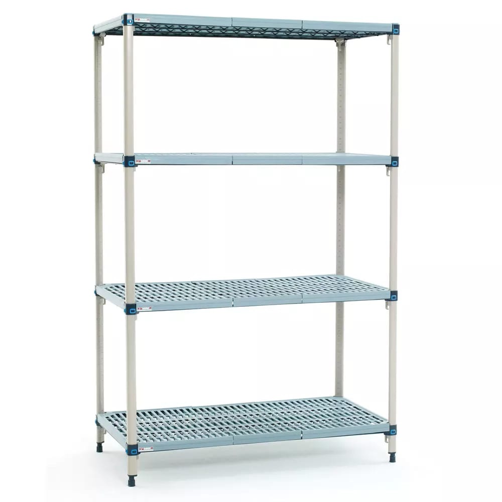 001-Q566G3 60" NSF 4-Tier Polymer Shelf Kit - MetroMax® Q, 24"W, 63"H